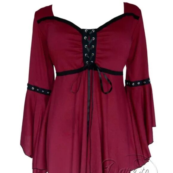 Dare To Wear Fashion Gothic Bell Sleeve Lace Up Renaissance and Victorian Top - Picture 1 of 3